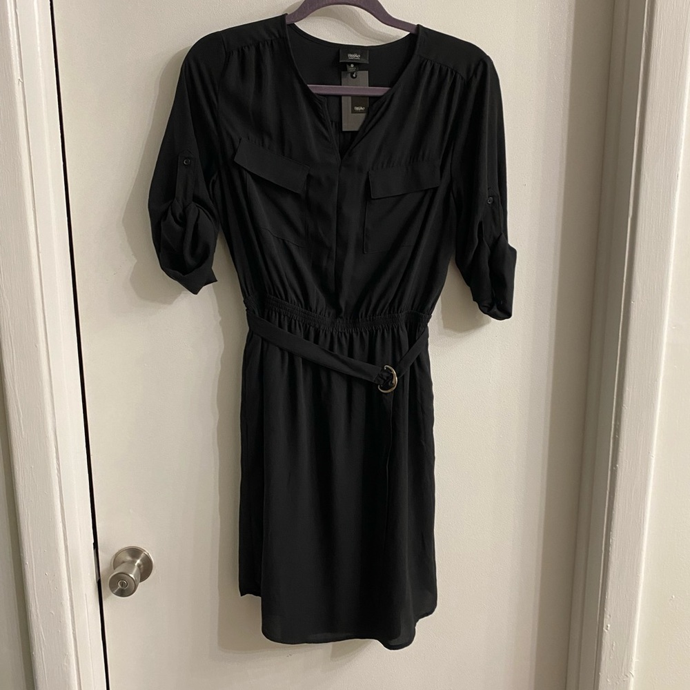 NWT mossimo Black belted knee-length dress size small
